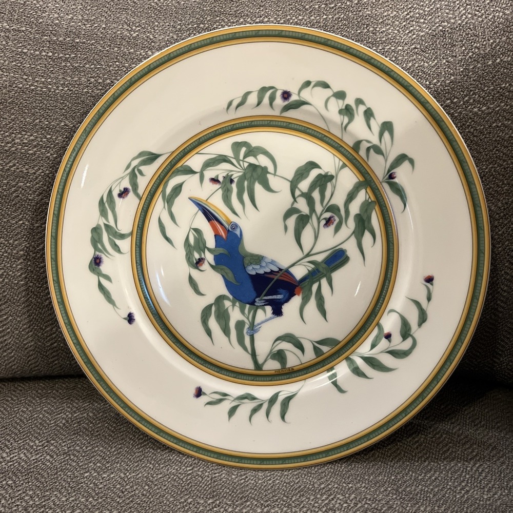 Hermes Toucan Plate Porcelain Dish Vintage Tableware France Antique From Japan